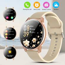 1pc Silicone Band Smart Watch For Men & Women, With Calling, Pedometer, Calorie, Distance Tracking, Multiple Sport Modes, Alarm, Call & Message Reminder, 1.53" HD Full Touch Display Compatible With IOS & Android Smartphones