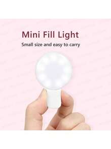 1 pièce 150 mAh Blanc/Rose/Bleu/Noir Anneau lumineux Selfie LED portable avec miroir, chargement USB, éclairage portable, lumière de beauté photo Halo, clip pour streaming en direct