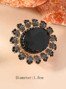 1 pièce Bague ouverte ovale à la mode ornée de strass en cristal