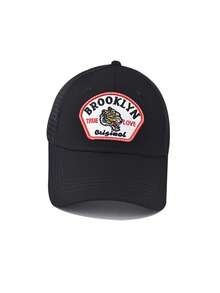 1pc New Outdoor Brooklyn Embroidery Baseball Cap, Unisex Tiger Pattern Breathable Mesh Hat - Multicolor - View 4