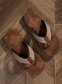 Men's Flip Flops, Summer Outdoor Non-Slip 2025 New Cloth Strap Beach Sandals, Size Run Small Please Order 1 Size Up