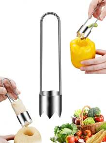 1pc Vegetable And Fruit Corer, Stainless Steel Corer, Bell Pepper Seed Corer, Manual Corer,Red Bell Pepper Seed Corer, Fruit Corer, Apple Corer, Pear Corer, Vegetable And Fruit Corer, Bell Pepper Cutting Machine, Chili Seed Removal Tool