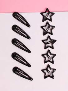 10pcs/Set Women Girls Red/Black/Blue Colored Metal Star Hairpins For Daily Use, Cute Star Hair Accessories Set Street Hair Clips Claw Clips Hair Slide Hair Barrettes