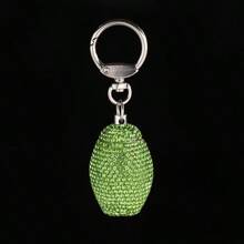 Chaveiro em Cápsula Metálica Oval de Cristal, À prova d'água e Hermético, Caixa de Armazenamento Pequena para Pílulas, Dourado Brilhante, Mochila Escolar