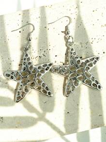 1 par de brincos punk vintage com design de estrela e estrela do mar para mulheres