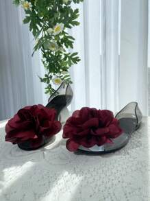 Jelly Flower Sandals For Women, Peep Toe Transparent Plastic Non-Slip Flat Shoes, Fashion Korean Style Casual Shoes, Spring/Summer