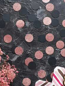 100pcs Confetti - Black, Gold, Rose Gold Glitter Round Discs, Decoration For Birthday, Wedding, Party, Table Scatters - Multicolor - View 7