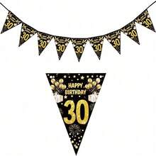 1pc Happy Birthday Paper Banners 18 21 30 40 50 60 70 80 90 Year Birthday Party Decorations Adult Black Gold Anniversary Party Supplies Photo Props ﻿,Christmas - Multicolor - View 7