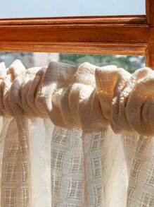 1Panel Modern Minimalist Linen-Inspired Semi-Sheer Summer Curtains, Rod Pocket Hanging, Suitable For Cafes, Balconies, Kitchens, Cottages, Living Rooms, Bedrooms, Window Decorations, Etc.