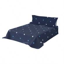 Conjunto de tres piezas de ropa de cama con estampado, combinación de fundas de almohada, funda de edredón y sábana. Con patrón de estrellas, es suave y skin-friendly, es esencial para dormir plácidamente. Hay múltiples tamaños disponibles.