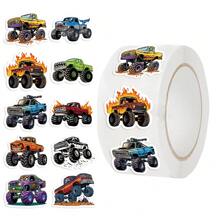 500 Stücke Monster Trucks Aufkleber Rolle, Cartoon Monster Truck Spielzeug Aufkleber, Auto Aufkleber, Scrapbooking Aufkleber, ästhetische Aufkleber, Büroartikel Aufkleber, wasserfeste Vinyl Aufkleber für Wasserflasche, Computer, Laptop, Handy, Gepäck, Notizbuch, Kühlschrank