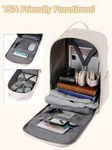 男女通用大容量旅行背包 - 航空认可的随身行李袋，配有干/湿隔层、尼龙、多个口袋和收纳袋，军用风格设计，适合学校、学校配件和学校用品 - 米色 - 查看 5