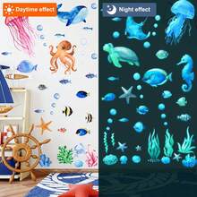 1set Fluorescent Wall Sticker With Ocean Animal Star Pattern; Creative Art Decal Of The Underwater World; Wall Sticker That Glows In The Dark; Suitable For Home Bedroom And Living Room Decoration. Stickers Personalised Stickers - Multicolor - View 6
