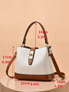 Set Of 2pcs Women Handbags, New Fashionable Color Block Bucket Shoulder Bags - Multicolor - View 4