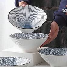 4 piezas Boles de cerámica, platos de cerámica grandes, boles de sopa creativos, boles de ramen, boles de fideos y pasta, para cocina en el hogar, restaurantes, artículos de cocina, accesorios de vajilla, artículos escolares - Multicolor - Ver 3