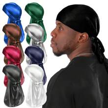 Durag de seda para hombre con banda elástica - Pañuelo de cabeza de unicolor de moda para comodidad casual, deportes y actividades al aire libre. Pañuelo de estilo pirata transpirable y suave para uso unisex