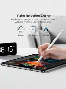 Stylet compatible avec le crayon iPad avec charge sans fil magnétique, avec câble de charge magnétique, avec rejet de la paume, sensibilité à l'inclinaison, fonctionne pour iPad Air 3/4/5, iPad Mini 5/6/7, iPad 6/7/8/9/10, iPad Pro 11", iPad Pro 12.9" (2018-2024)