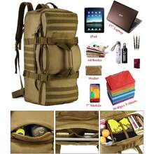 60L Tactical Backpack Military Army Combat Rucksack Trekking Rucksack MOLLE Hiking Backpack - Black - View 7