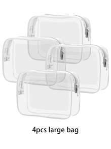 4/3/2/1 pieza(es) Bolsas de aseo de moda y sencillas para hombres y mujeres, bolsas cosméticas transparentes y impermeables del tamaño de un cuarto de galón para viajar, adecuadas para ambos géneros, se pueden llevar a bordo de aviones y regalar