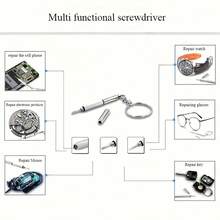 3-In-1 Stainless Steel Screwdriver Repair Tool Kit With Keychain Design - Mini Portable Set For Glasses, Watches, Mobile Phones, And Jewelry (Flat + Phillips + Hexagonal Head) - Precision Magnetic Driver'S Kit - Multicolor - View 5