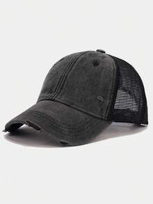 1 pieza Gorra de béisbol sólida, lavada y perforada, accesorio transpirable de protección solar para primavera/verano - Multicolor - Ver 9