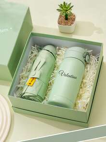 Personalized Business Gift Set For Summer, Includes Thermal Mug And Towel, Ideal For Housewarming, Employee/Client Gift, Birthday, Wedding Favor; Custom Sun Protection Umbrella Gift Box Set