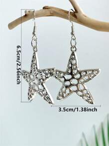 1 par de brincos punk vintage com design de estrela e estrela do mar para mulheres