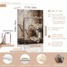 1 pièce Œuvre florale de style ferme rustique sans cadre - Marguerites blanches avec un bidon en fonte vintage, décoration murale en bois pour salon, chambre, bureau, etc. - Cadre en pin, cadeau parfait pour les vacances, affiches, décorations murales, décorations de pièce, moderne, botanique