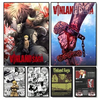 1 pièce/3 pièces Affiches Posters Arts Muraux Pop Vinland Saga Collection de fans Impression HD. Poster art mural imprimé. Décoration murale moderne pour la maison, cadeau d'anniversaire. canevas sans cadre. Art mural avec cadre.