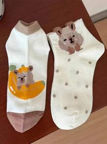 5 Pares de Meias Fofas e Caricatas 3D para Mulheres, Meias Leves de Tornozelo Estilo Cartoon Japonês para Verão