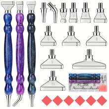 12 件金色/银色/彩色玫瑰金钻石钻头 + 1/3 件闪亮葫芦笔形塑料笔 + 6 件红胶 + 1 件塑料盒钻石画工具套件，螺纹 - 12pcs金色鑽頭 - 查看 14