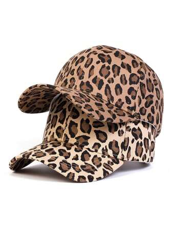 1pc Women Leopard Print Baseball Cap, Street Fashion Hat, Adjustable Outdoor Casual Cap For Spring/Autumn Travel, Beach