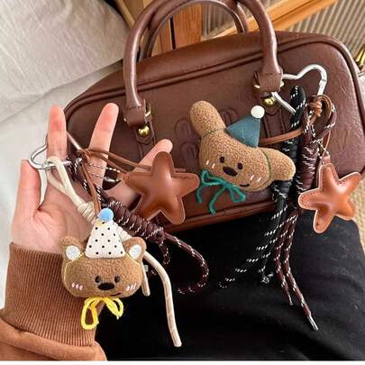 1 pieza Colgante para bolsas de mujer, lindo colgante de osito, dijes para mochilas escolares, llaveros de coche, regalos de Año Nuevo, regalos navideños para ella, ganchos para bolsos, regalos de Pascua, regalos de vuelta al colegio