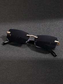 1 pièce Lunettes rectangulaires décoratives sans monture mode homme, accessoire essentiel de style rétro en matériau métallique de luxe, polyvalent et classique