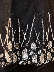 Nuovo mantello/scialle scintillante in paillettes e rete, abito elegante con orlo a sirena, adatto per matrimoni, eventi formali, feste, abito da festa, abito da sera, per invitati a matrimoni