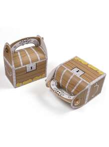 4/10/16PCS Piracka skrzynia skarbów, pudełko na upominki na imprezę, podręczne pudełko na skarby, pudełko do pakowania artykułów do pieczenia