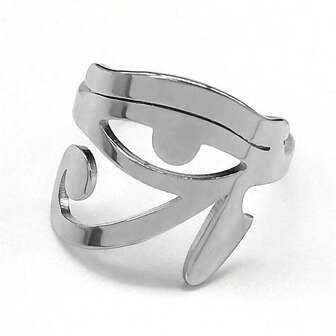 Egypt Eye Of Horus Symbol Ring Women Adjustable Stainless Steel Black Color Egyptian Eyes Ra Udjat Amulet Finger Rings Jewelry