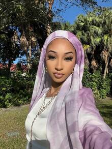 1pc Elegant & Versatile Women Scarf, Ink Painting Wave Gradient Shawl Hijab, Suitable For Sunshade, Daily Wearing, And Abaya - Ink Painting 068 - View 6