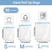 20 Pack Combo WaterProof Travel Storage Bag Hand Roll Space Saver Vacuum Seal Bags Vacuum Storage Bag For Clothes Travel Packing Organizer