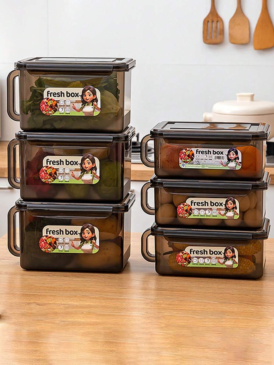 1 pieza Recipiente de almacenamiento para refrigerador, apto para cebolla verde, cilantro, jengibre, ajo, fideos, huevos, transparente y visible, extiende la frescura, ahorra espacio, organiza por clasificación, se apila de forma segura, evita la contaminación cruzada