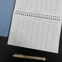 1 Spiral Notebook Universal Grid Attendance Record Book, Work Log Horizontal Version (23 Rows And 14 Columns), Vertical Version (34 Rows And 8 Columns), Data And Inventory Management Ledger, Financial Accounting, Student And Work Purpose - Text,Back To School,School Supplies