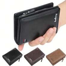 New Zipper Short Wallet Men's Multi-Card Fashion Vertical Mini Button Wallet Men's Card Bag Black Card Holders Waller Purse Men Anniversary Gift Gift For Men Gift For Men Gift For Men Gift For Men Gift For Men Gift For Men