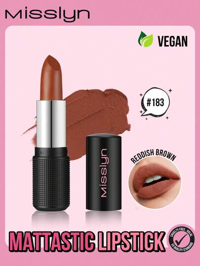 Misslyn Mattastic Lipstick, Matte Intense Color Lipstick, Matte Long Lasting Lipstick, Silky Smooth Lipstick Sexy In Deep Red Powdery And Smooth Texture, Y2K Makeup Party Beach Travel Holiday Camping Outdoors Present Rose Fashion Girl New Year Cosmetic Cosplay Best Trip Festivals Color Fancy Campus School Charm Vibe Cny Chinese New Year, Valentine's Day Gifts,Vegan,Cruelty Free, Halloween, Pumpkin, Trick Or Treat, Oct 31st, Ghost