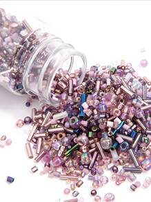 Aproximadamente 500 piezas de 10 g de cuentas de vidrio plateadas de colores mixtos - Kit de cuentas de tubo multicolor DIY para hacer joyas y decorar ropa, suministros para manualidades
