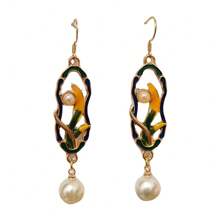 Vintage New Chinese Style Drop Earrings, Long Dangle Design For Party Holiday Daily Wear In Summer