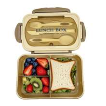1pc 1200ml Bento Lunch Box With Cutlery Set And Leak-Proof Lid, 3 Compartment Food Containers Suitable For Adult Men And Women, For Camping, Meal Prep, School Supplies, Back To School, Kitchen, Christmas Gifts (Cutlery, Lunch Box And Storage Bag Included)