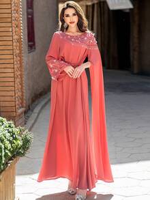 Handmade Embellished Butterfly Tassel Detail Evening Gown, Fashion Party Dress, Modest