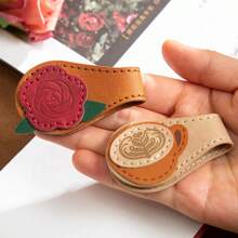 1 Pc Leather Bookmark, Classic Stitched Bookmark, Magnetic Bookmarks With Leather Rope, Page Markers Reading Non-Slip, Planner Accessories Supplies Rose & Coffee For Women, Men, Book Lovers, Readers, Teacher Appreciation Gifts, Birthday Presents,School Supplies,Back To School