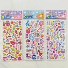 3 件可重复使用的彩色音符和蛋糕/面包贴纸 - 自粘式，适用于剪贴簿、笔记本、水瓶、教室装饰和派对装饰、随机风格、学校用品、返校 - Color - 查看 9