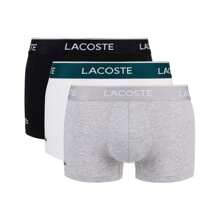 Lacoste 3 confezioni di slip in cotone stretch con logo in vita, colori blu navy/rosso/blu 5H1300-W64